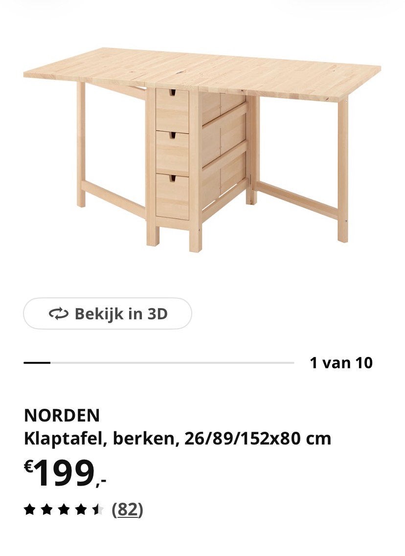 Klap tafel Ikea in prima staat, Ophalen, Gebruikt, 50 tot 100 cm, Vijf personen of meer