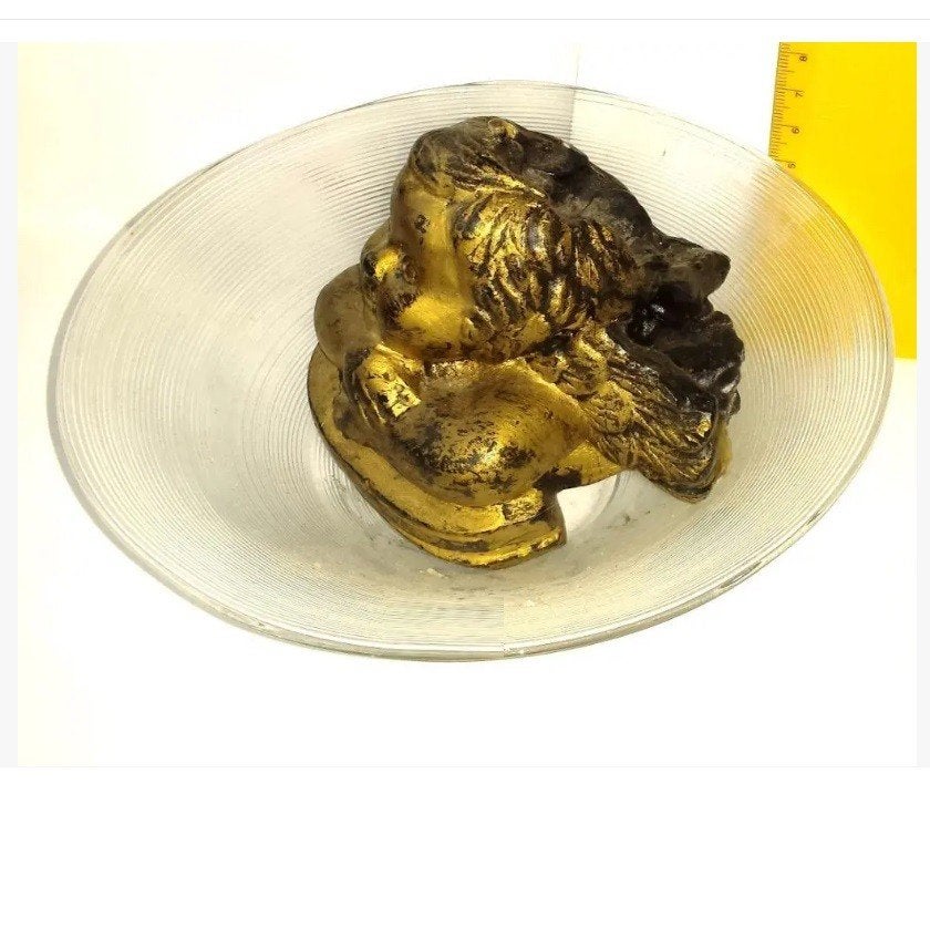 Angel VINTAGE KAARS FIGUUR met boord (kandelaar) kerst, glas, Ophalen of Verzenden, Glas