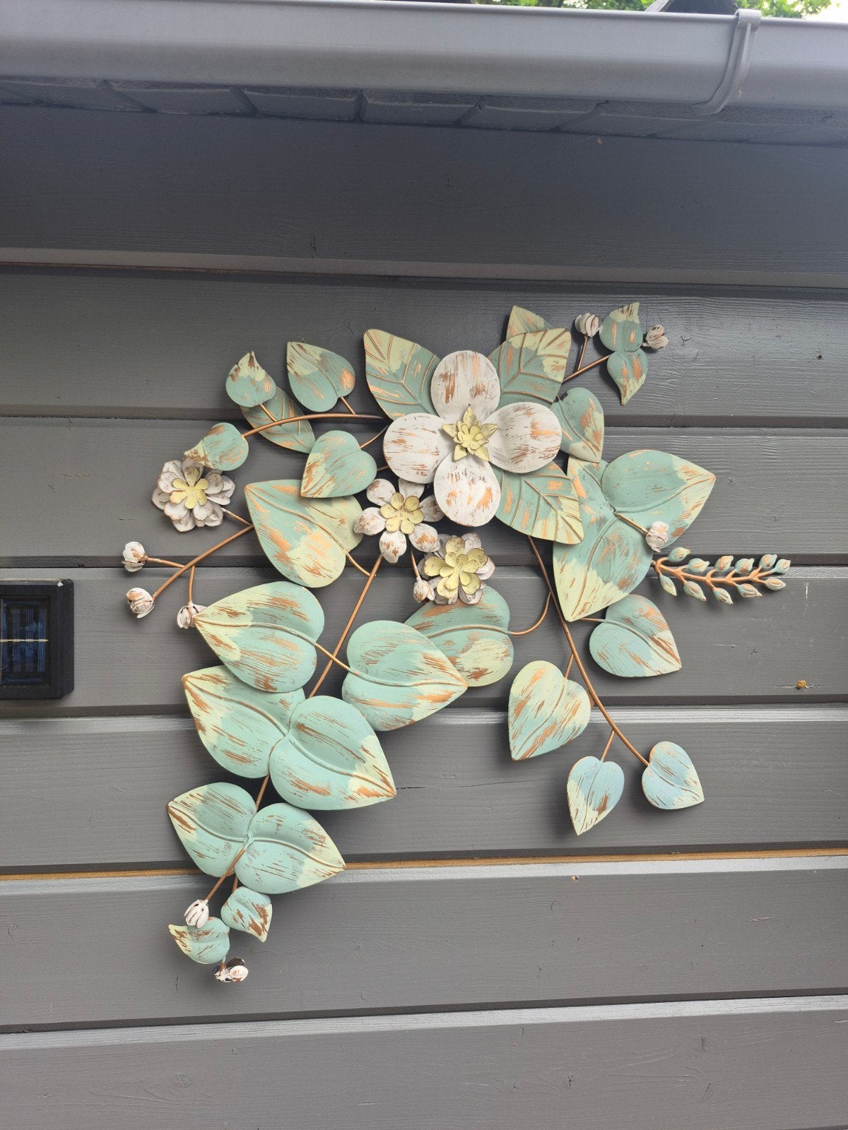 Metalen Wanddecoratie Bloemen en Bladeren - Vintage Look, Huis en Inrichting, Woonaccessoires | Wanddecoraties, Metaal, Gebruikt
