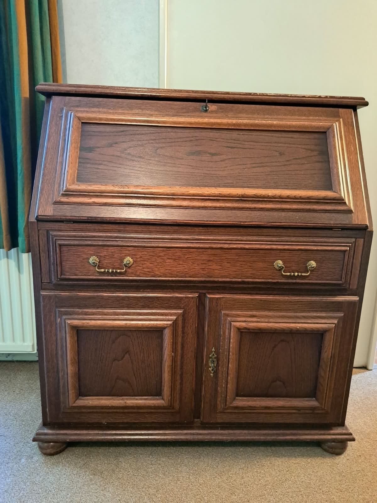 Antiek eikenhouten secretaire met opbergruimte, Antiek en Kunst, Ophalen