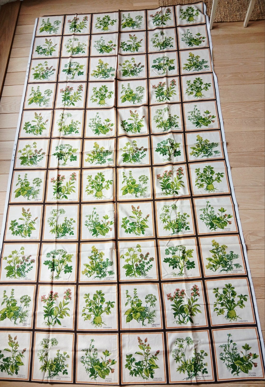 vintage lap stof met kruiden 230 x 123 cm, Meerkleurig, 120 cm of meer, Ophalen of Verzenden, Katoen