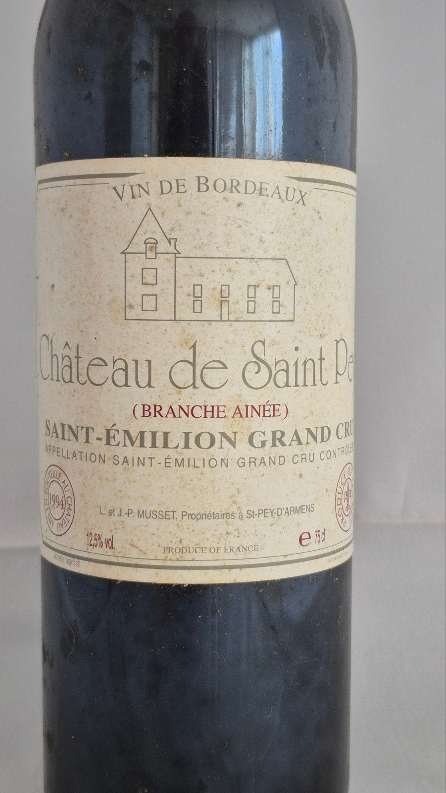 Château de Saint Pey 1994 - Saint-Émilion Grand Cru, Ophalen, Frankrijk, Rode wijn, Vol