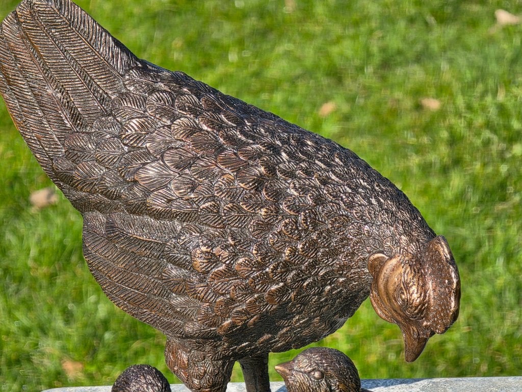 KIP MET KUIKENS / Bronzen tuinbeeld / HEN, Dierenbeeld, Nieuw, Info@huisentuindecoratiemarie.nl, Huis en tuin decoratie marie