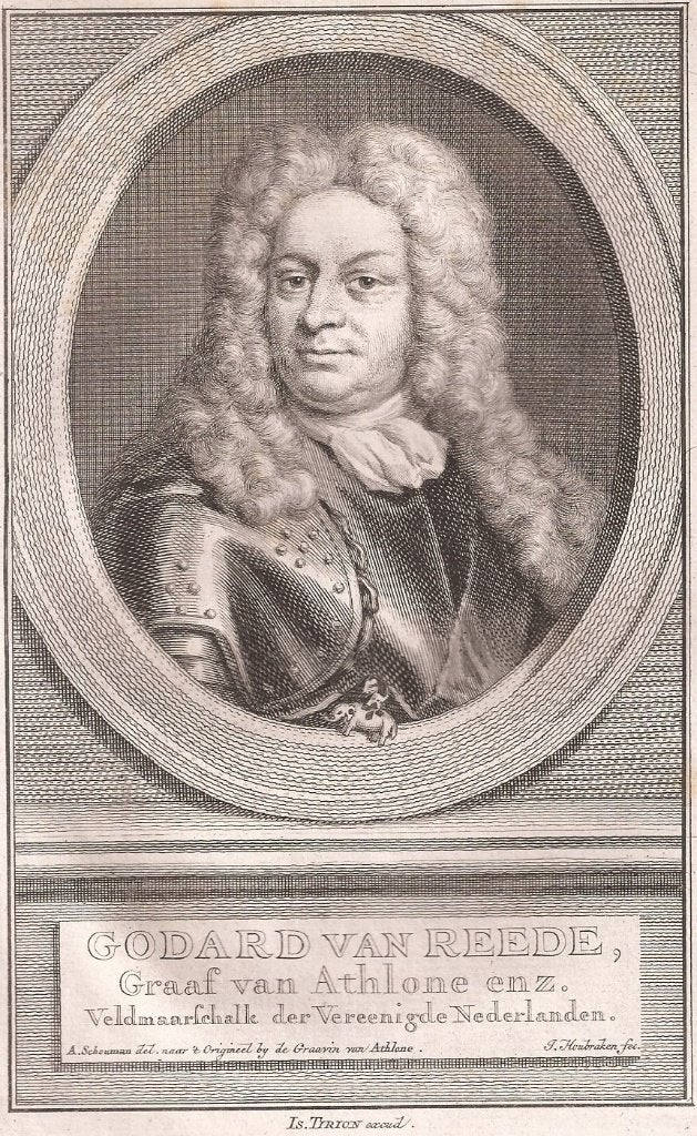 Godard van Reede, Graaf van Athlone enz., portret, Antiek en Kunst, Origineel, Ophalen of Verzenden, Gravure, 11 cm