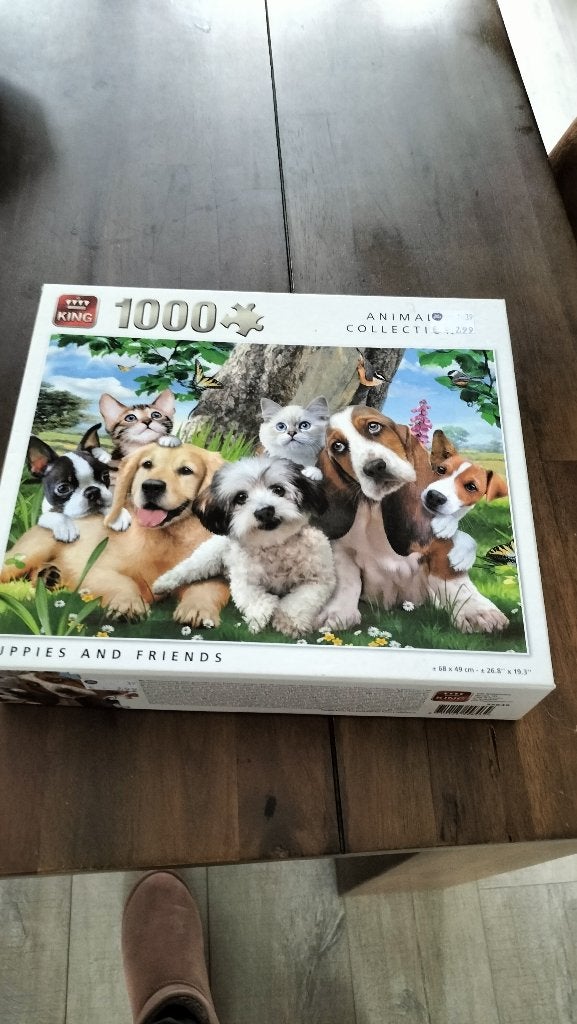 King puzzel Puppies and Friends, Ophalen of Verzenden, 500 t/m 1500 stukjes, Zo goed als nieuw, Legpuzzel