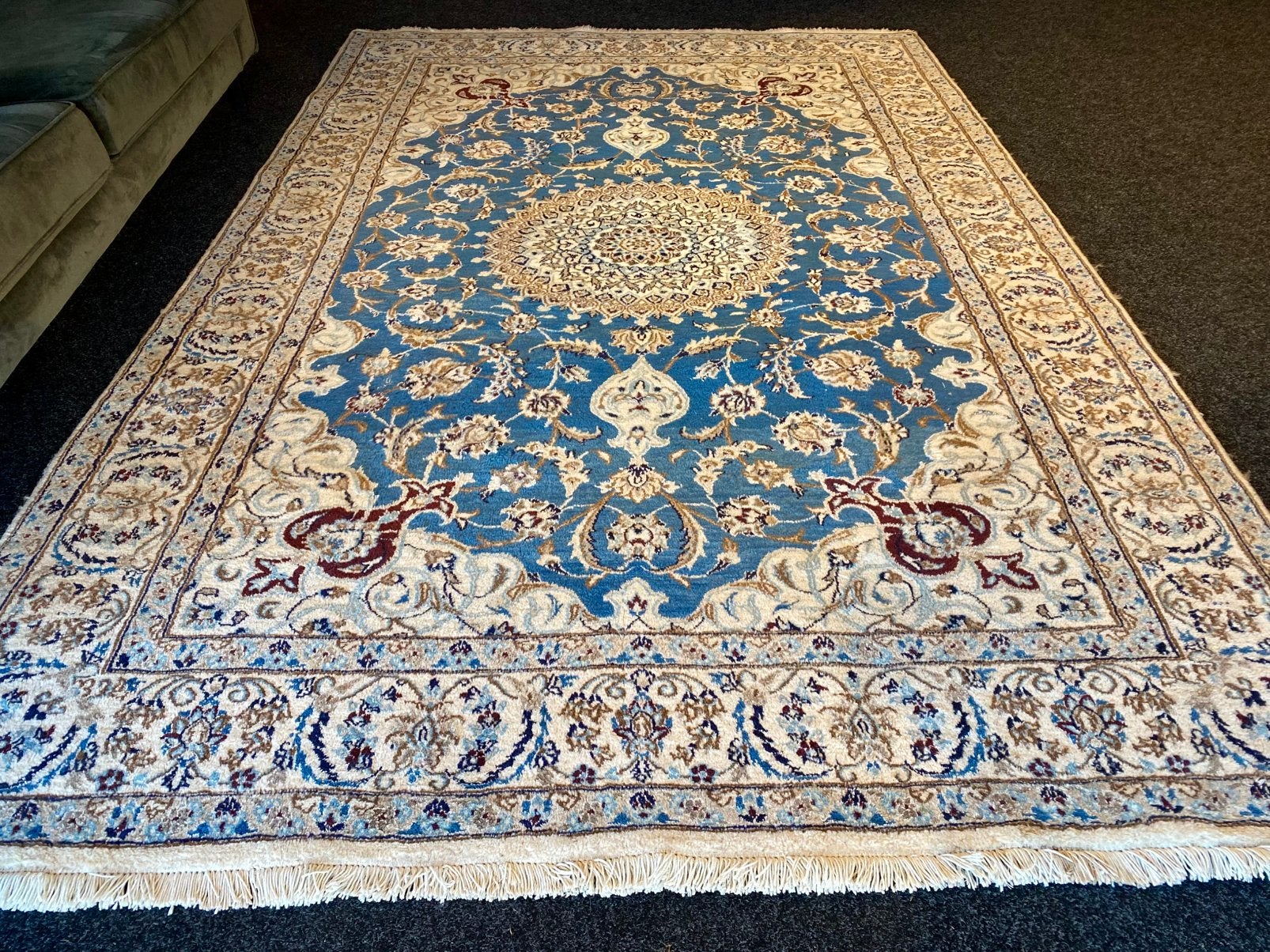 origineel handgeknoopt perzisch nain tapijt 200x310cm., Gebruikt, ., 200 cm of meer, Ophalen of Verzenden