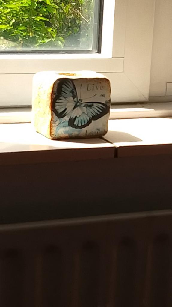 Waxinelichthouder met vlinder decoratie, Ophalen, Overige materialen, Gebruikt, Blauw