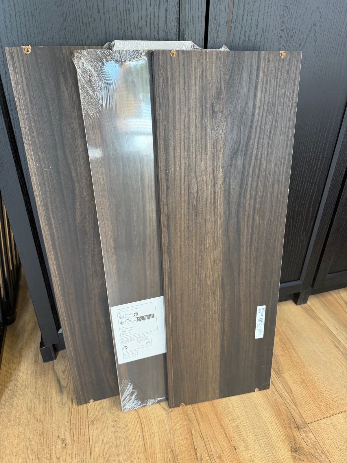 3 IKEA Billy legplanken donkerbruin eikenpatroon, Ophalen, Met plank(en), Gebruikt, 50 tot 100 cm