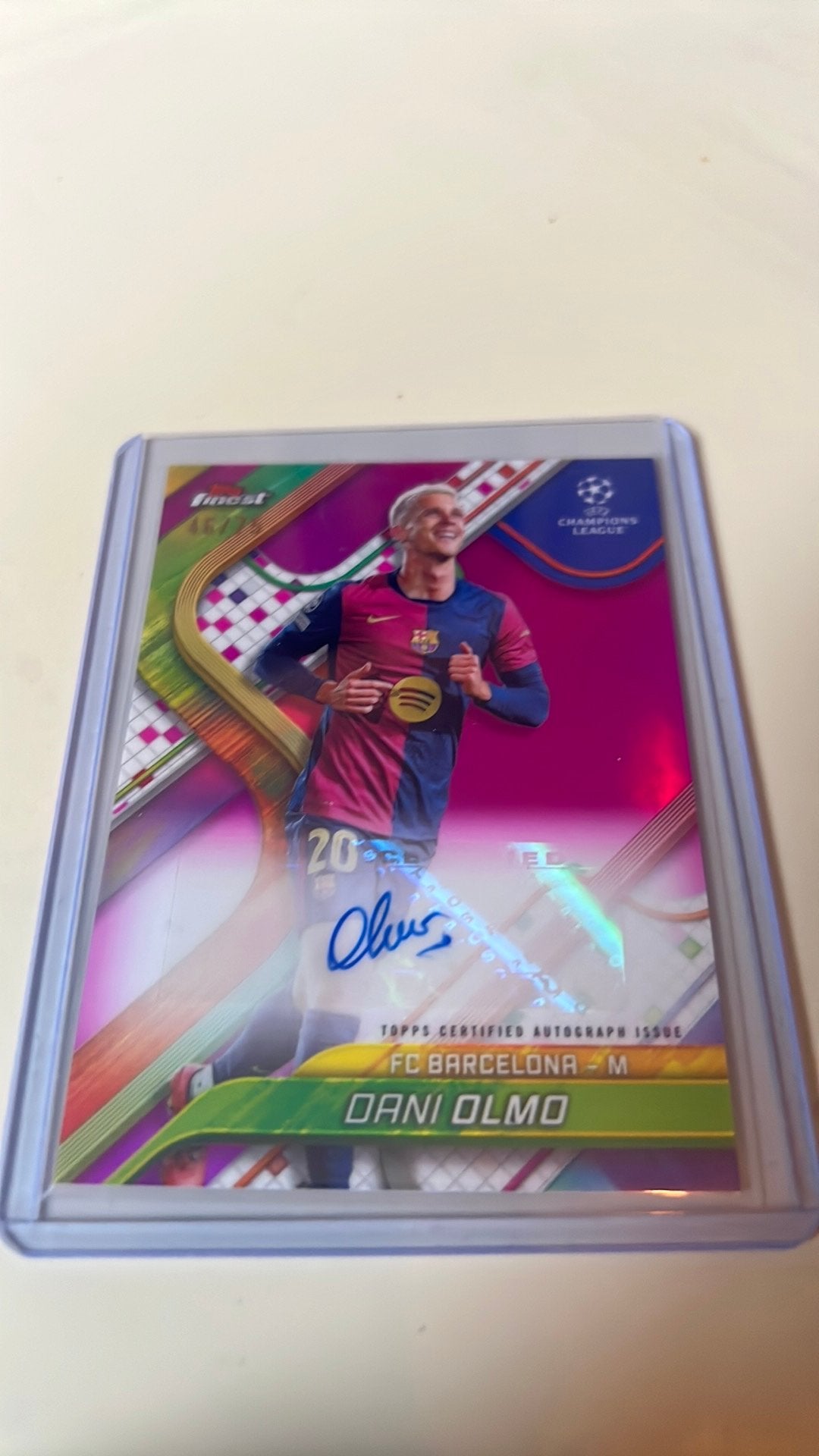 Topps finest dani olmo champions league autograph 46/75, Ophalen of Verzenden, Zo goed als nieuw, Plaatje