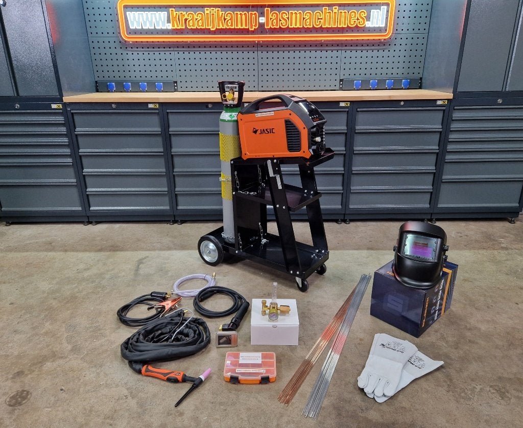 Compleet pakket! Jasic EVO TIG200P PFC DC pulse 230v, Ophalen of Verzenden, Nieuw, 150 tot 250 ampère, Tig