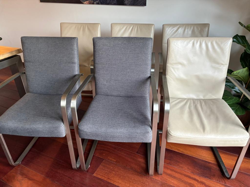 GRATIS AF TE HALEN 6 eetkamerstoelen leer/stof, Ophalen, Gebruikt, Vijf, Zes of meer stoelen, Stof
