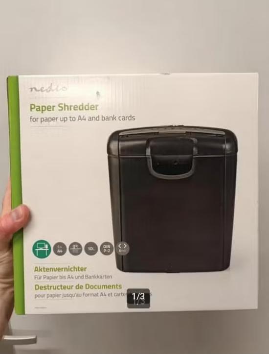 Nedis papiervernietiger shredder nieuw, ook voor bankpassen, Nieuw, Ophalen of Verzenden