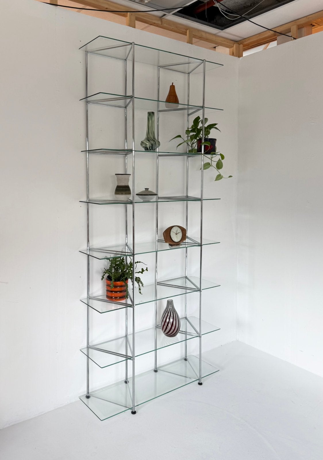 Vintage chroom & glas wandrek ‘Narr’, Richard Clack ‘90, Huis en Inrichting, Gebruikt, Ophalen of Verzenden, IKEA, IKEA