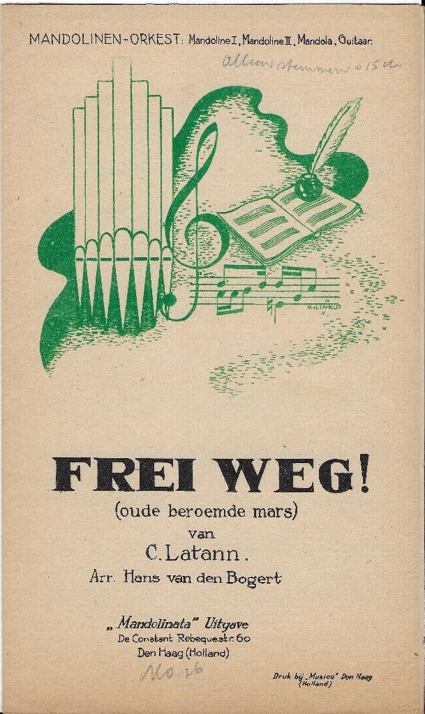Bo107 bladmuziek frei weg oude beroemde mars -, Muziek en Instrumenten, Ophalen of Verzenden, Gebruikt, Artiest of Componist, Klassiek
