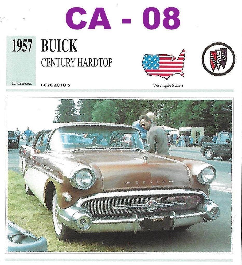 Ca8 Autokaart Buick Century Hardtop ( 1957 ), Ophalen of Verzenden, Zo goed als nieuw, Auto's