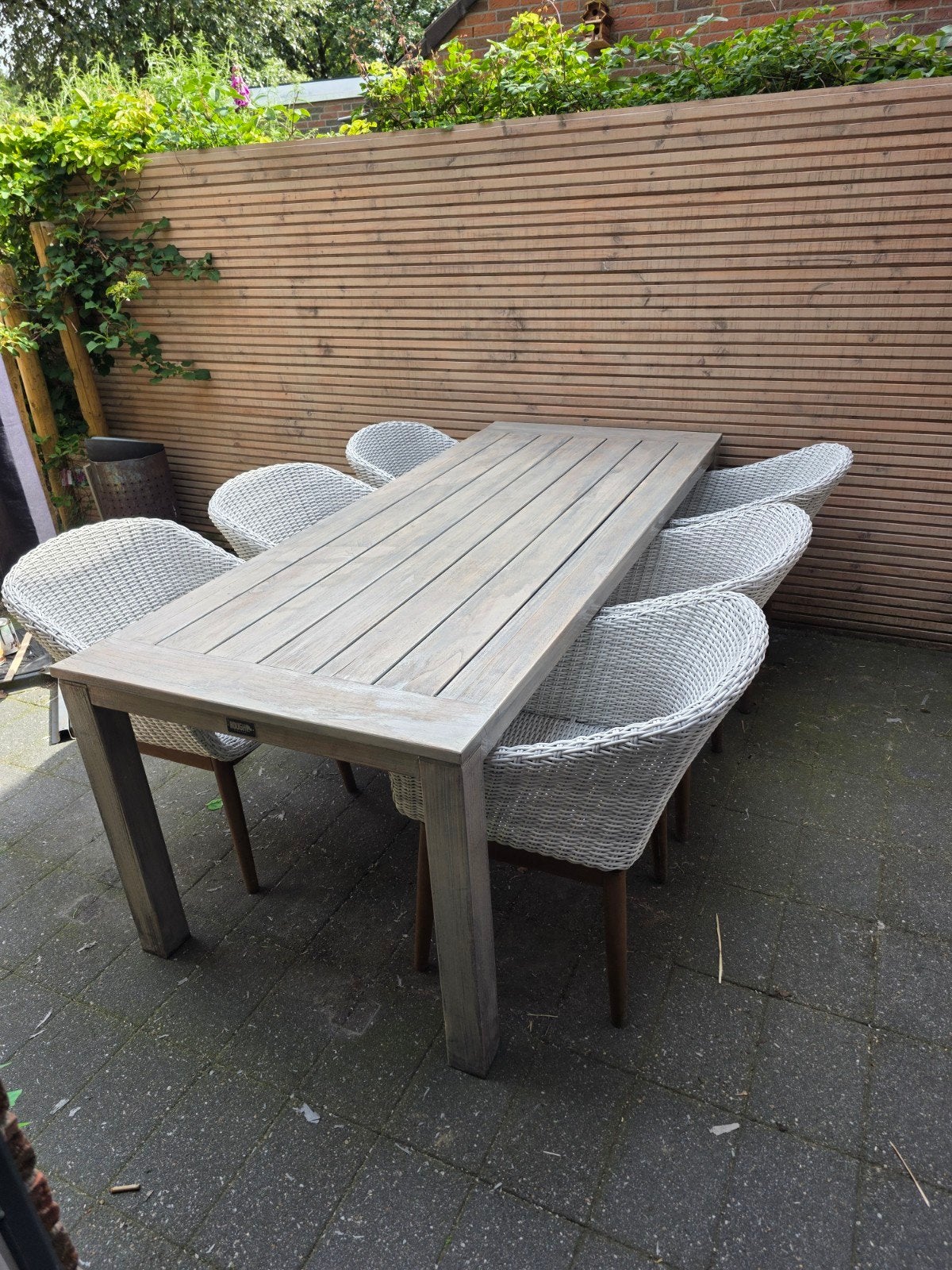 Rough Furniture Teakhouten Tuintafel 220x90x76 excl.stoelen, Tuin en Terras, Tuintafels, Ophalen, Gebruikt, Rechthoekig, Teakhout