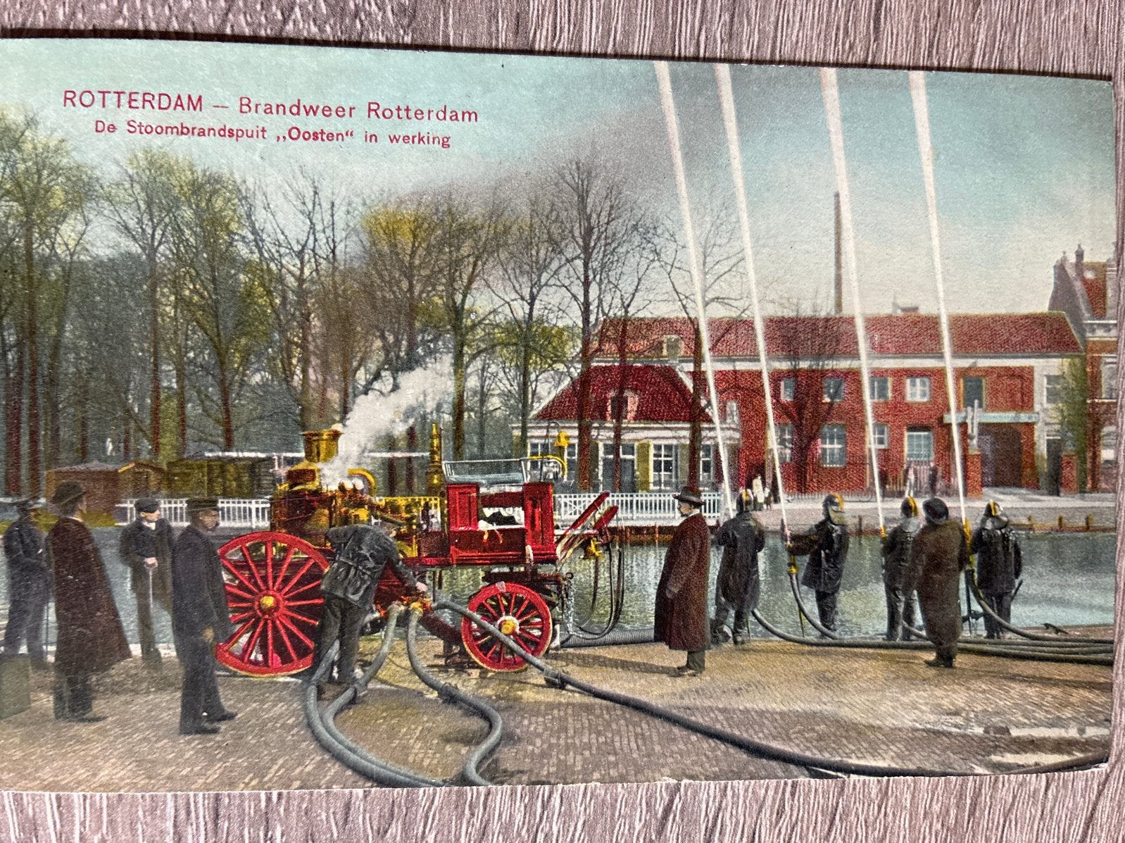 Ansichtkaart Rotterdam Brandweer Stoombrandspuit Oostzan, Ophalen of Verzenden, Voor 1920, Gelopen, Zuid-Holland