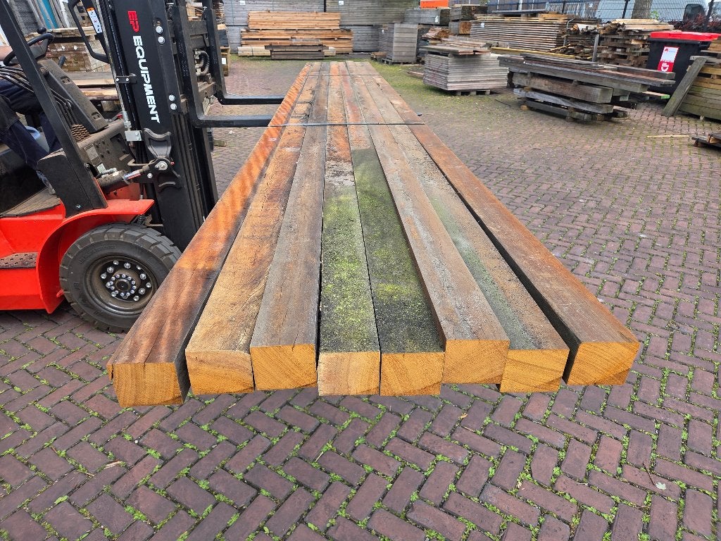 8 Hardhouten palen 70x75 mm / 5.00 m lang - nr: HB416, Ophalen, Palen, Nieuw, Hardhout