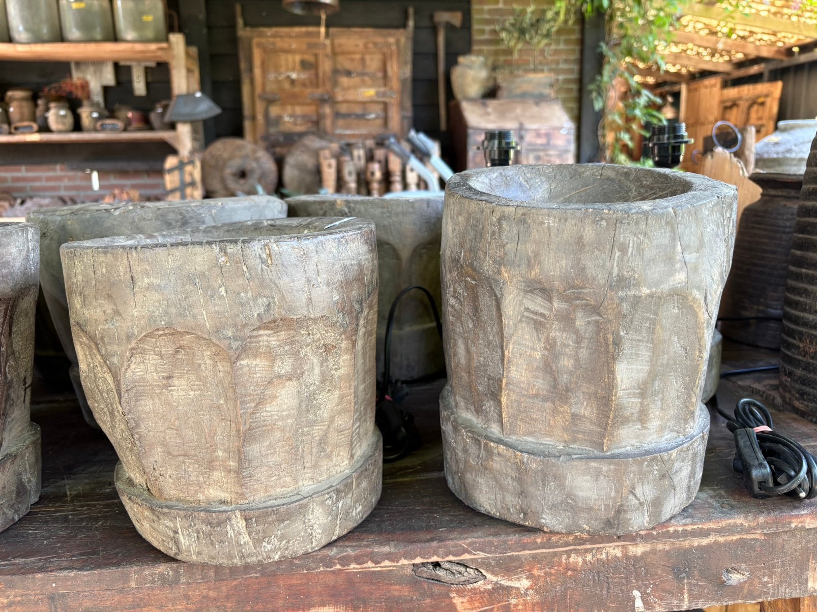Zware houten vijzels - STOER!!, Huis en Inrichting, Woonaccessoires | Overige, Hout, Gebruikt, Ophalen of Verzenden, Nvt