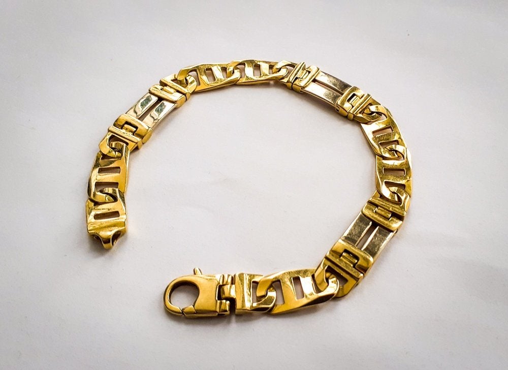 18 karaat gouden heren armband, Sieraden, Tassen en Uiterlijk, Ophalen, Zo goed als nieuw, Goud, Goud