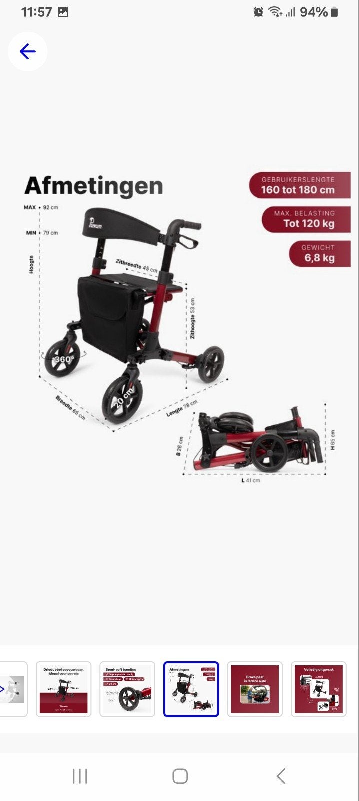rollator 3 maanden oud, Diversen, Rollators, Ophalen, Zo goed als nieuw