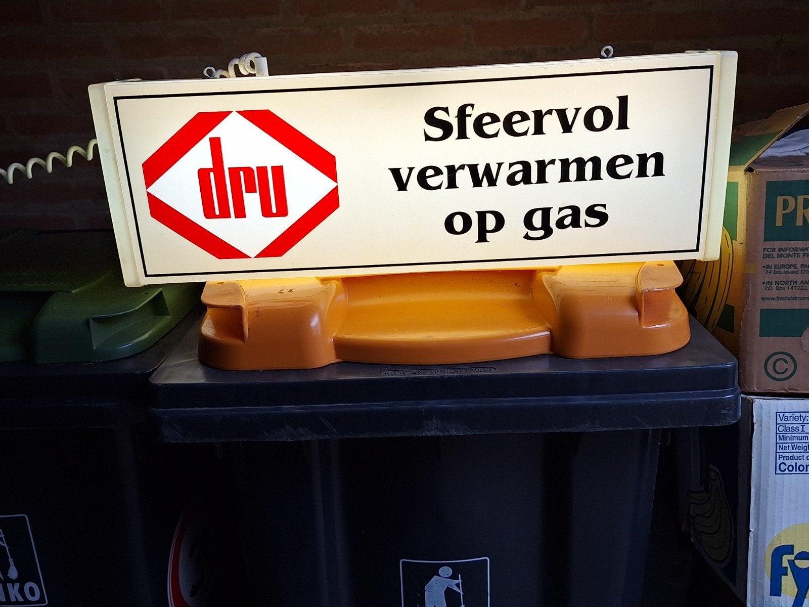 Vintage DRU Lichtreclame - Sfeervol verwarmen op gas, Ophalen, Zo goed als nieuw