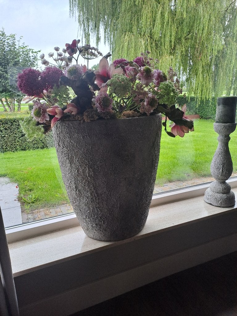 bloempot, Huis en Inrichting, Ophalen, Zo goed als nieuw, Grijs, Steen/keramiek