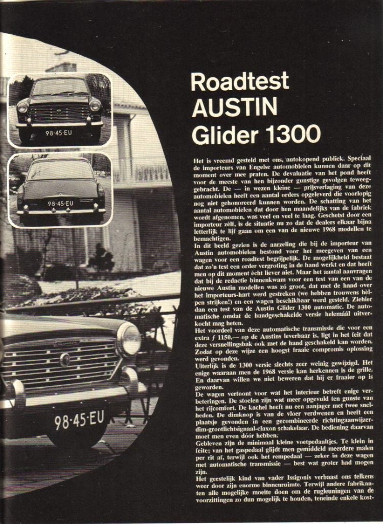 Autovisie test Austin Glider 1300 Automaat Maart 1968, Ophalen of Verzenden, Gelezen, Overige merken