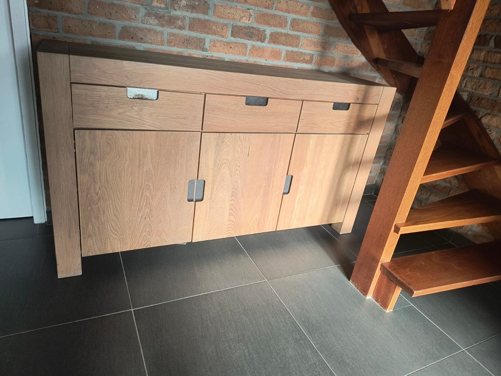 Dressoir met 3 lades en 3 kastjes - Eikenhout, Ophalen, Gebruikt, Met lade(s), 150 tot 200 cm