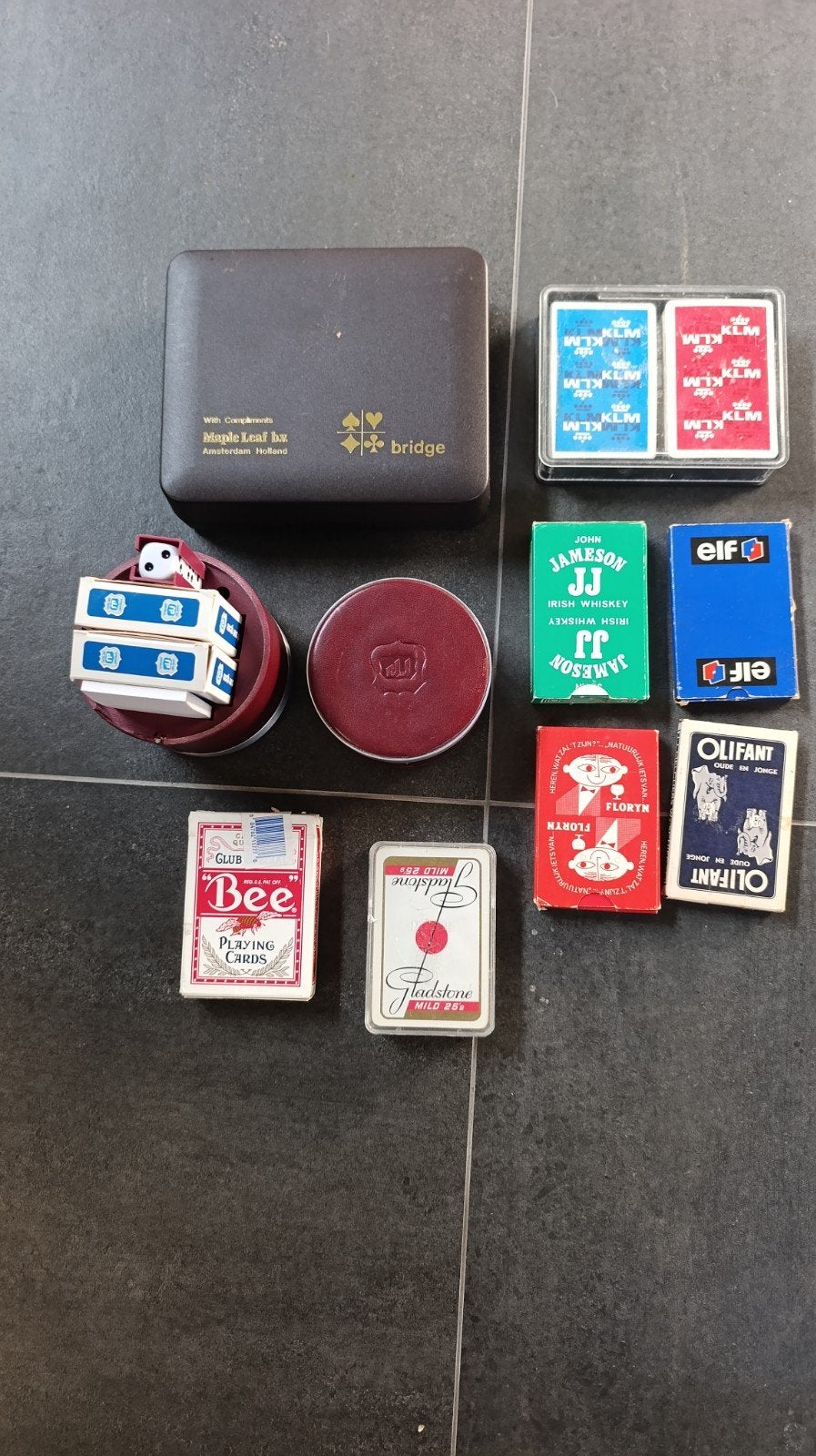 diverse vintage kaart/bridge spelen, klm - max velthuis, Ophalen of Verzenden