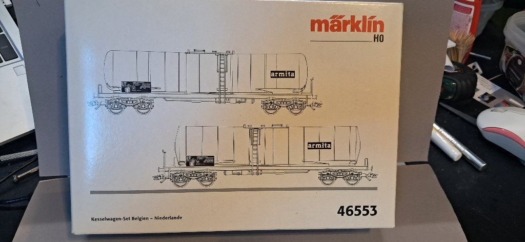 Märklin H0 – 46553 – set met 2 ketelwagens, Gebruikt, Verzenden, Gelijkstroom of Wisselstroom, Wagon