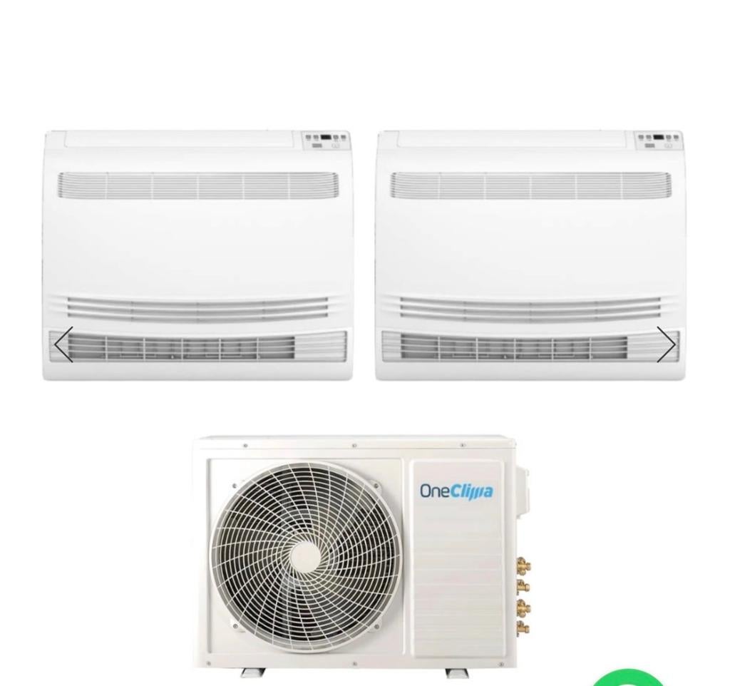 OneClima DualSplit vloermodel airco 12000BTU, Witgoed en Apparatuur, Airco's, Ophalen, Nieuw, Wandairco, 3 snelheden of meer