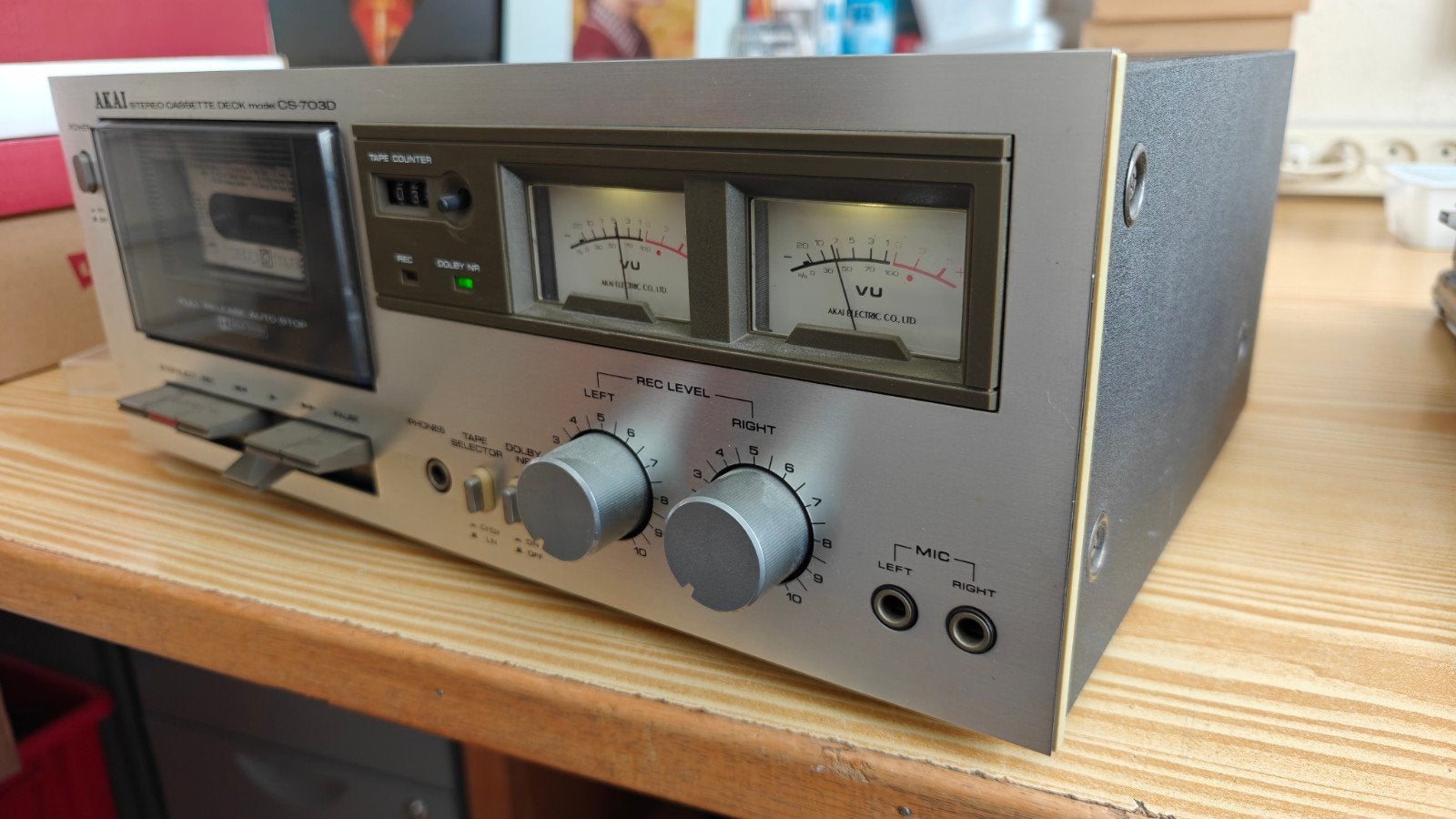Akai CS-703D Stereo Cassettedeck - Vintage Hifi, Ophalen, Enkel, Akai, Tape counter