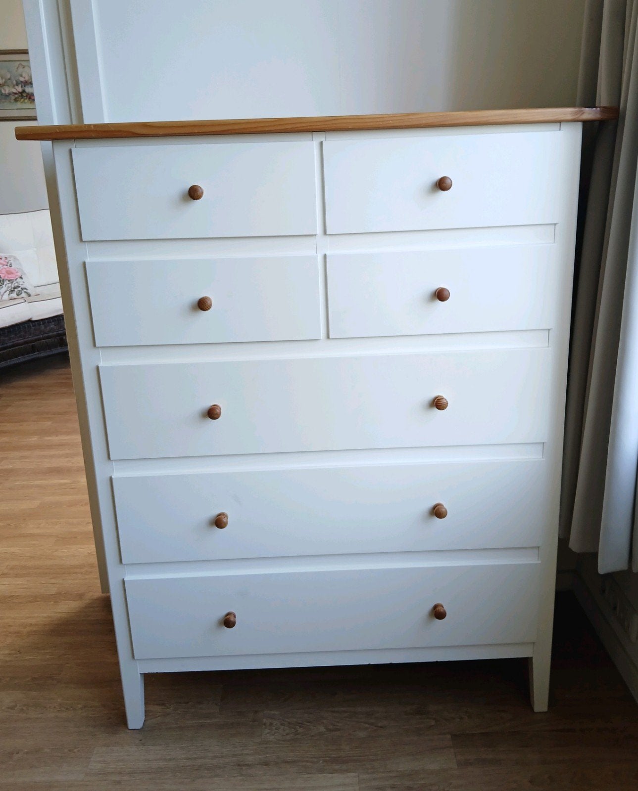 IKEA Hemnes Ladekast - Wit met grenen blad, Ophalen, 100 tot 150 cm, 5 laden of meer, 100 tot 150 cm