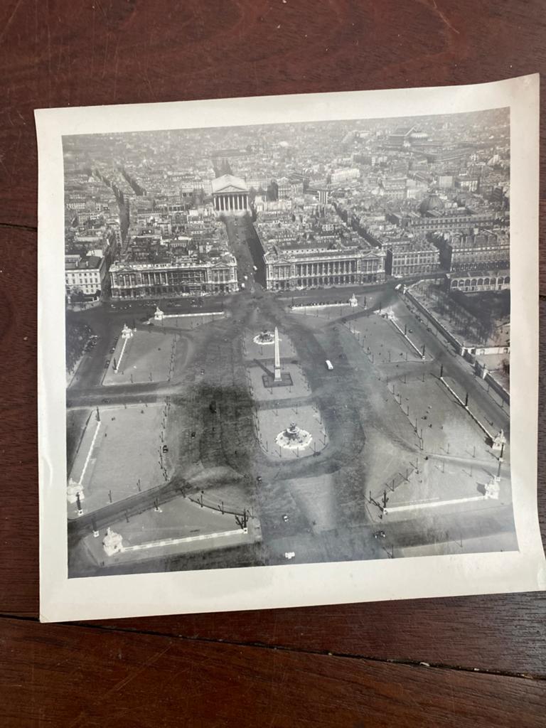 Vintage luchtfoto Place de la Concorde, Parijs, Antiek en Kunst, Ophalen of Verzenden
