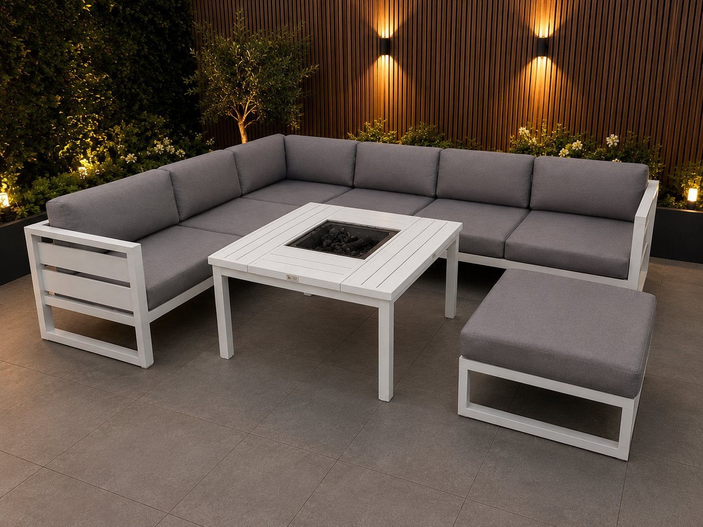 Nette Aluminium Loungeset Tuinset XL + VUURTAFEL Twv: €3000, Tuin en Terras, Aluminium, Ophalen of Verzenden, Zo goed als nieuw