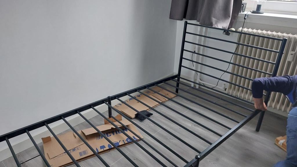 Bedframe 100x200 cm Zwart, Huis en Inrichting, Slaapkamer | Bedden, Ophalen, 100 cm, Eenpersoons, Zwart