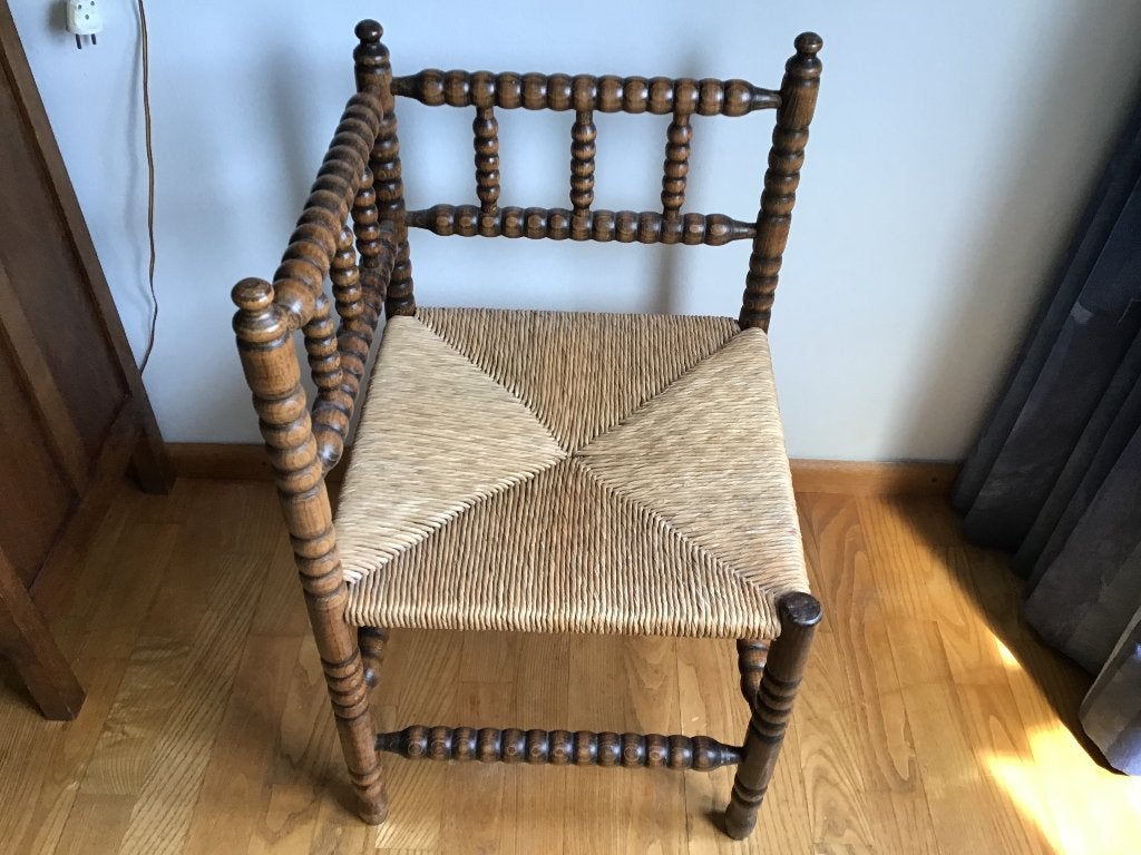 antieke hoekstoel met rieten zitting, Antiek en Kunst, Ophalen