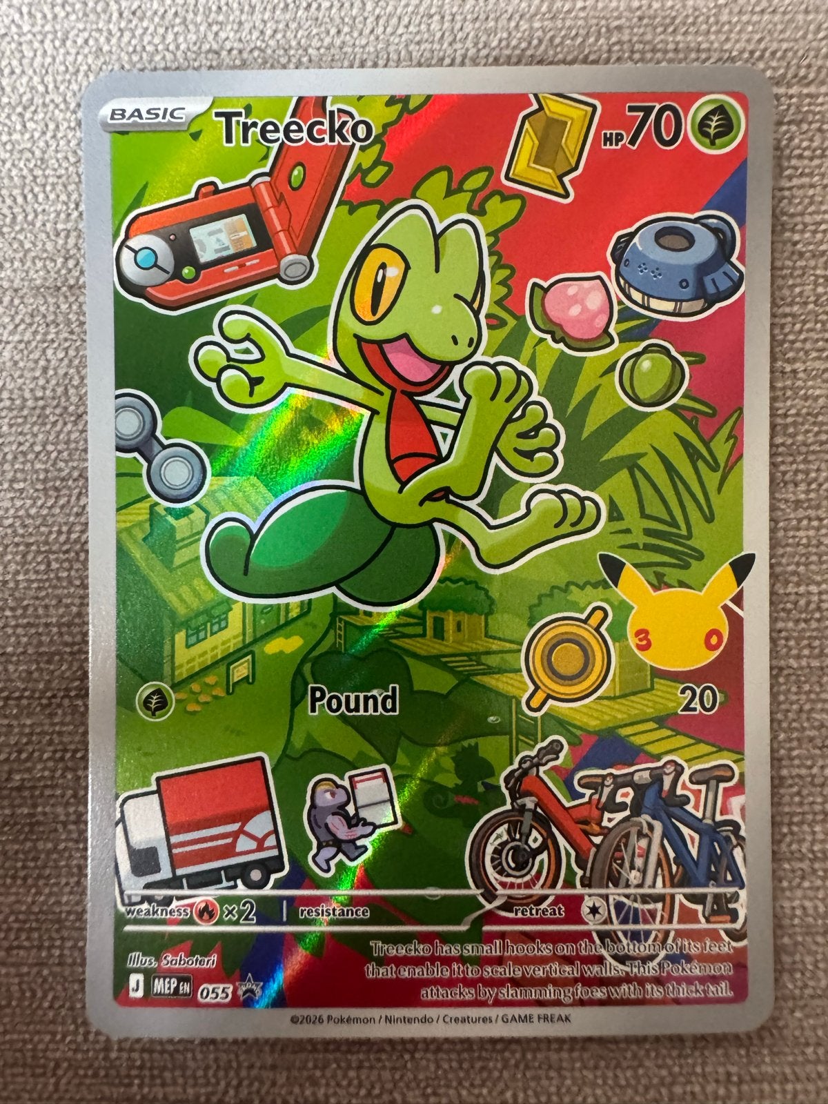 Treecko Pokémon Kaart MEP 055 - Zo goed als nieuw, Ophalen of Verzenden, Zo goed als nieuw, Losse kaart, Foil
