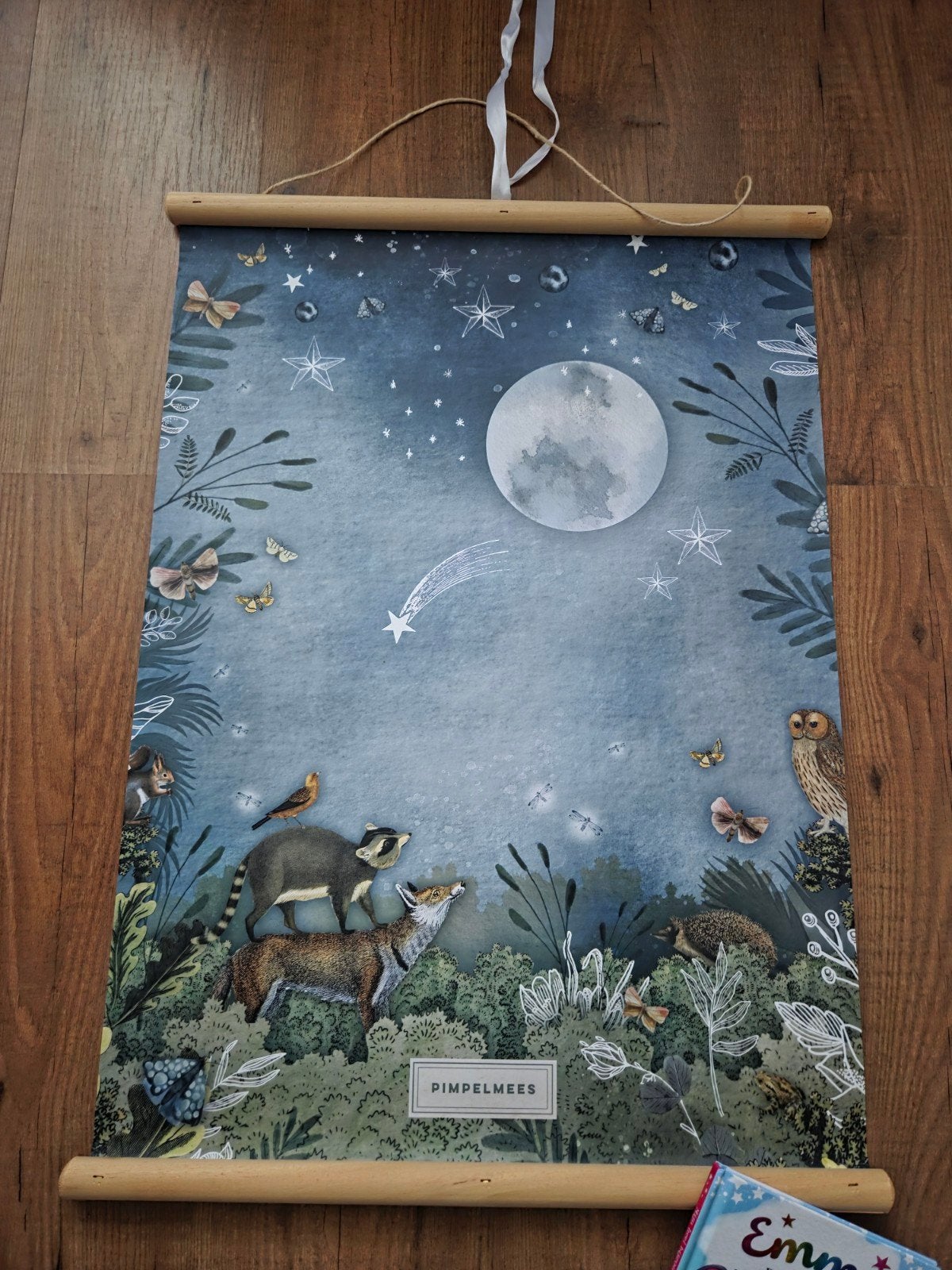 Pimpelmees schoolposter In de maneschijn, Huis en Inrichting, Woonaccessoires | Wanddecoraties, Ophalen of Verzenden, Zo goed als nieuw
