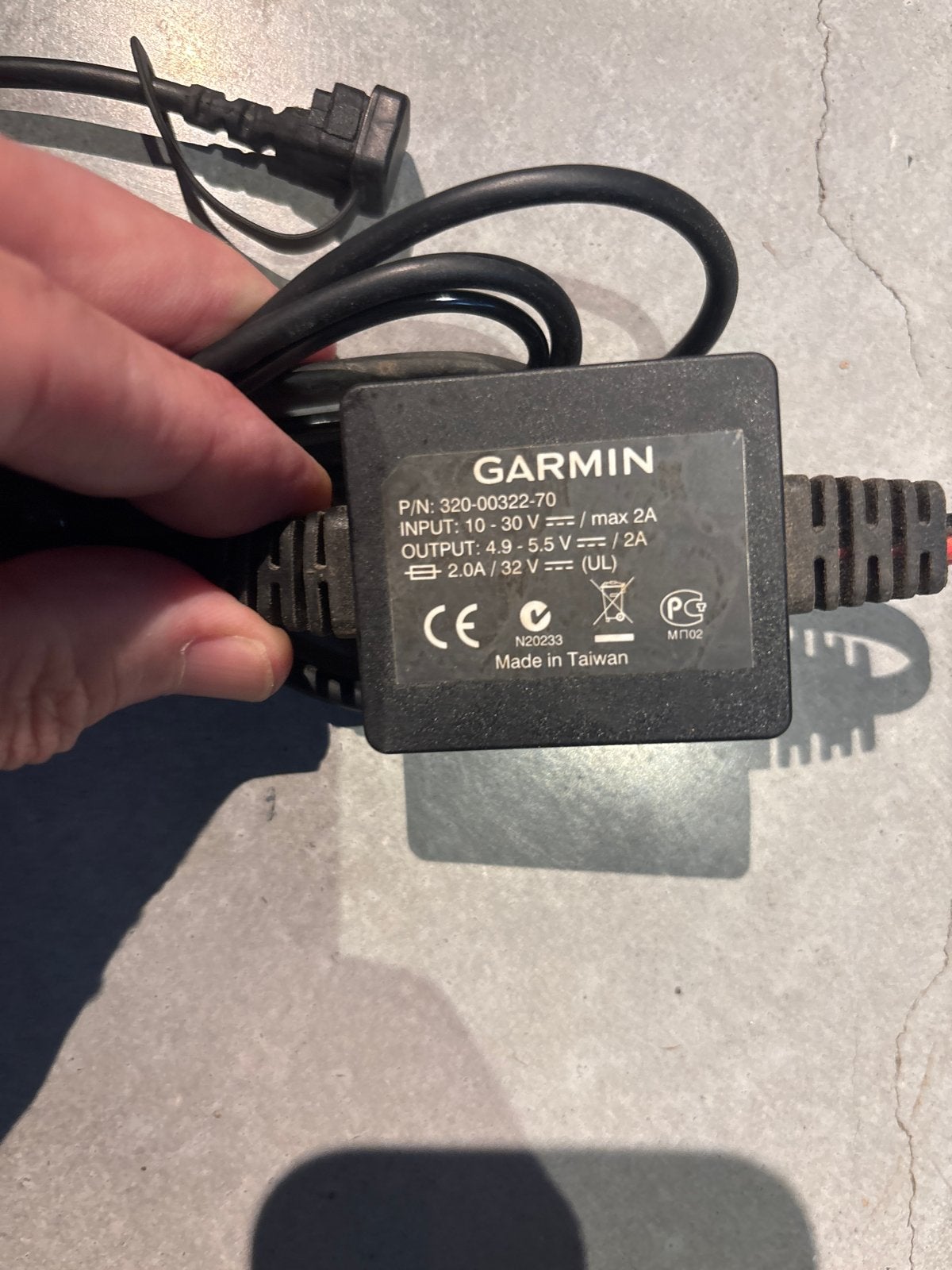Garmin Voedingskabel/Oplader P/N: 320-00322-70, Ophalen of Verzenden, Gebruikt