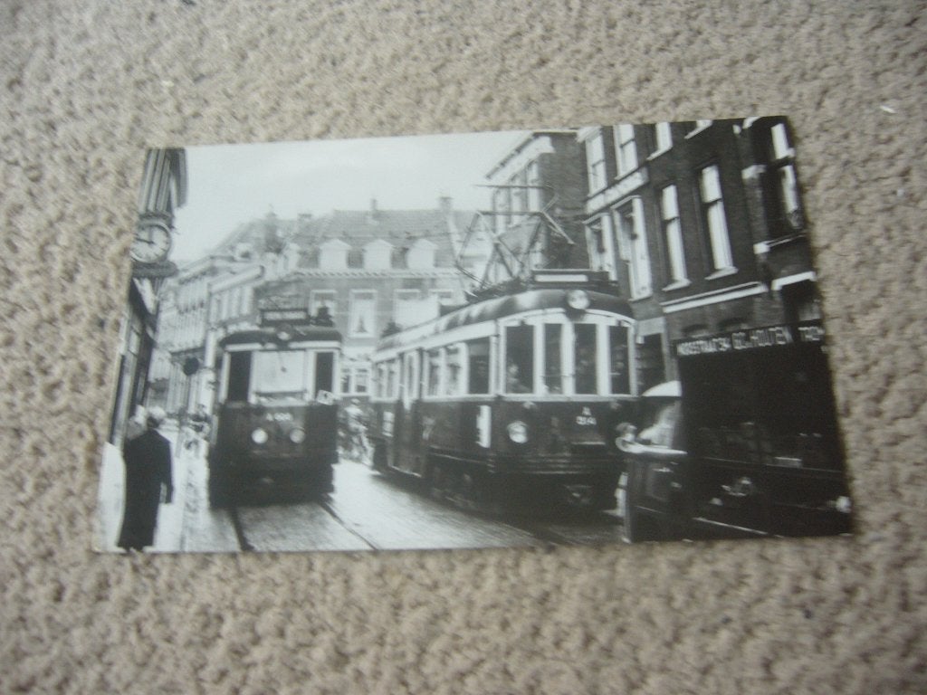 LEIDEN  =   BREESTRAAT  BLAUWE TRAM, Ophalen of Verzenden, 1940 tot 1960, Ongelopen, Zuid-Holland