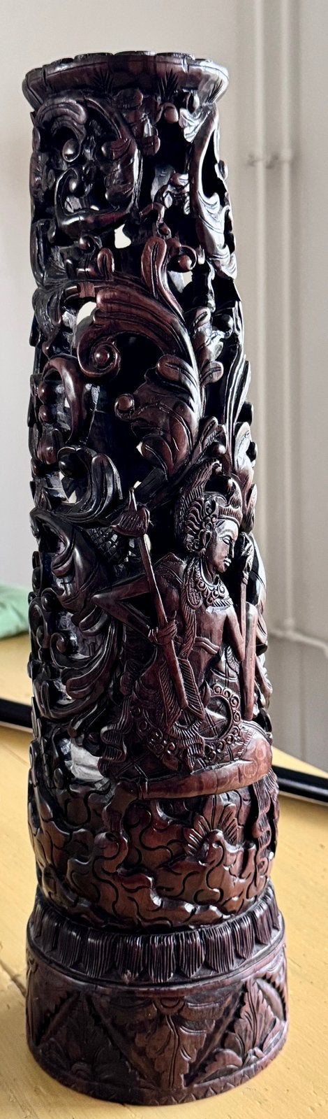 Grote Antieke Balinese Lampenvoet - Houtsnijwerk (50 cm), Ophalen of Verzenden