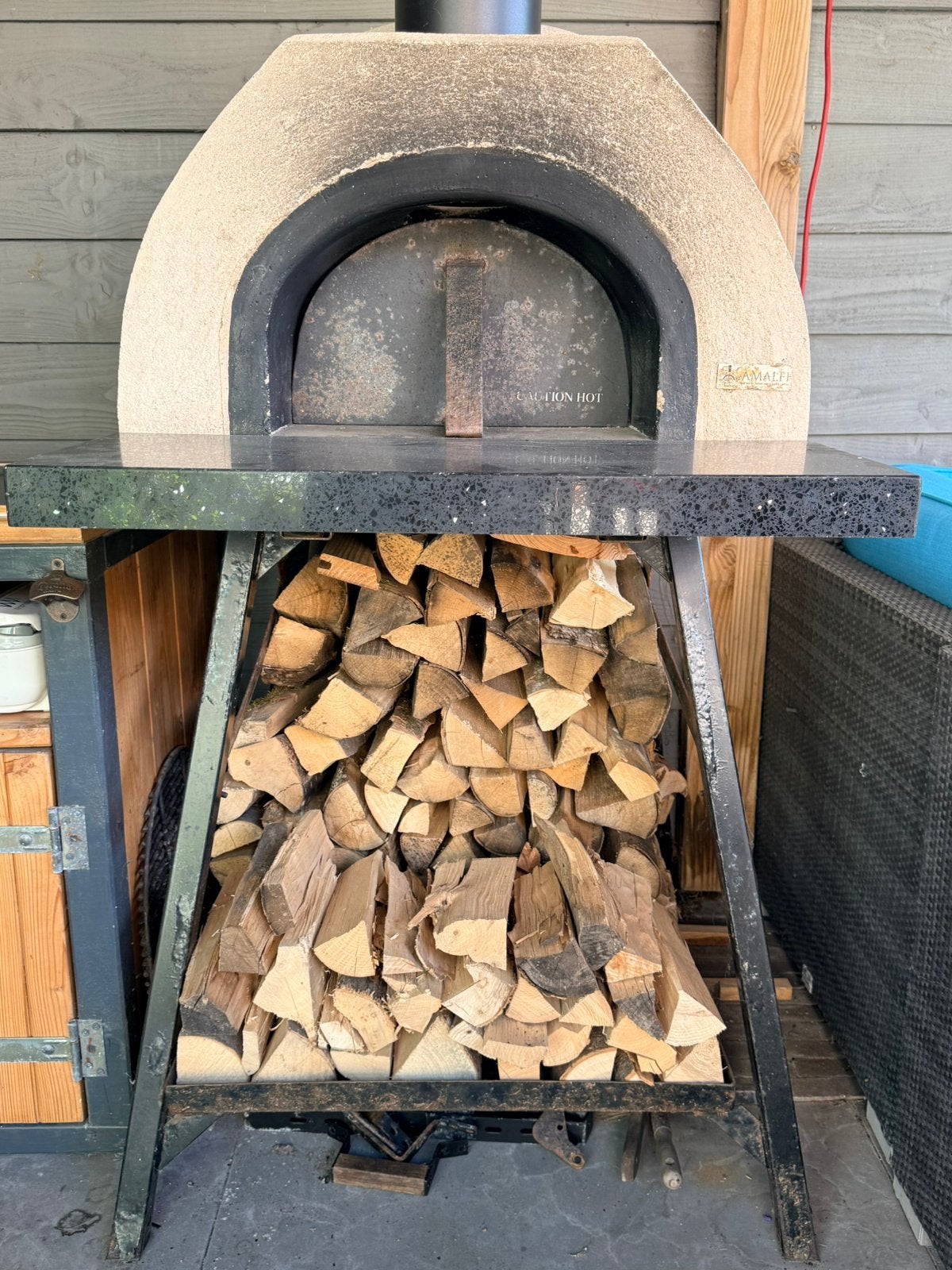 Amalfi AD70 Black Front houtgestookte pizzaoven + extra's, Ophalen, Gebruikt