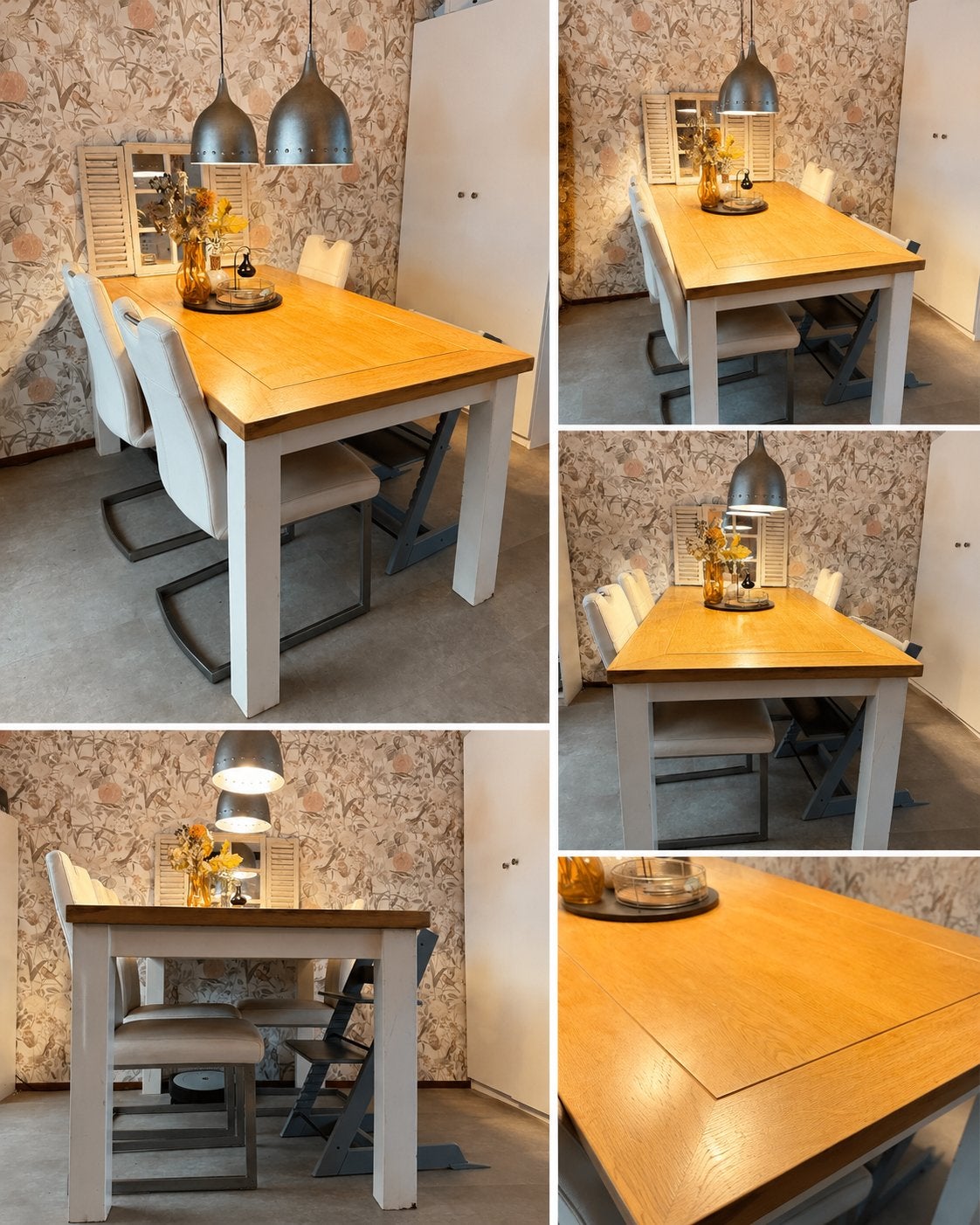 Eikenhouten meubelset: eettafel, salontafel, sidetable, Ophalen, Gebruikt, Rechthoekig, Eikenhout