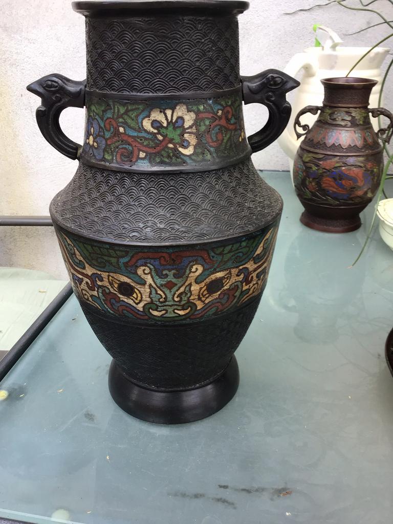 Antieke bronzen glassonee vaas, Antiek en Kunst, Antiek | Koper en Brons, Ophalen of Verzenden