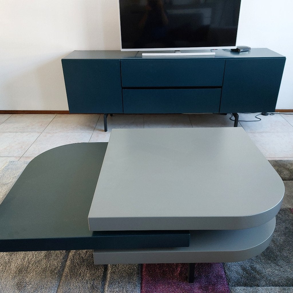 GROENE/TAUPE salontafel met groene tv kast MDF, UNIEK DESIGN, Ophalen, 100 tot 150 cm, 50 tot 100 cm, Zo goed als nieuw