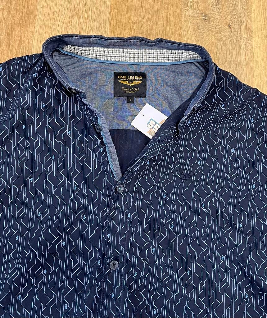 PME Legend overhemd met leuke print - Maat L, Ophalen of Verzenden, Zo goed als nieuw, Blauw, Halswijdte 41/42 (L)