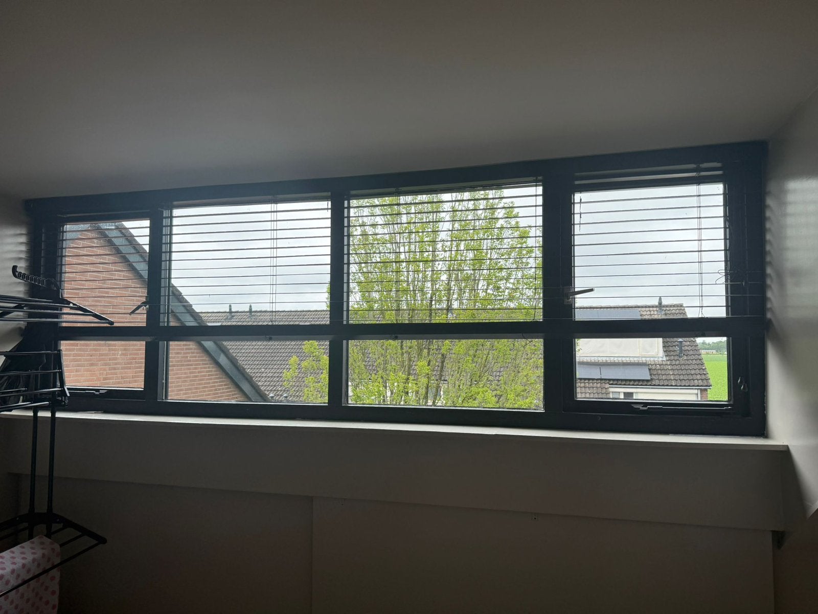 Luxe op maat gemaakte houten jaloezie – 308 x 130 cm – Zwart, Huis en Inrichting, Ophalen, Zo goed als nieuw