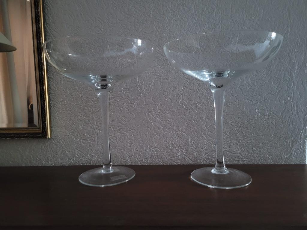 Glas decoratie schalen op voet 2 stuks, Ophalen of Verzenden